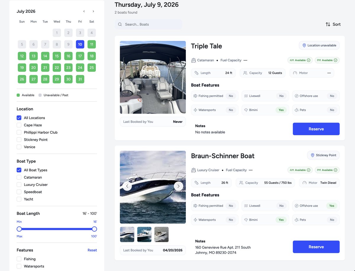 The member experience — browse and reserve